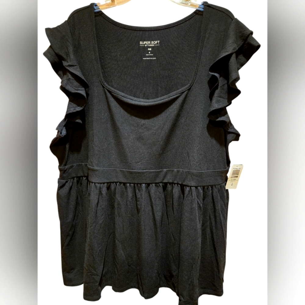 Torrid Ribbed Knit Ruffle Sleeve Top 4X